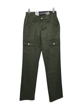 Cruel Girl Khaki Green Denim Cargo Pants Low Rise Size 0 Long Grunge Utility